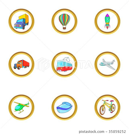 Types of vehicle icons set, cartoon style 35859252
