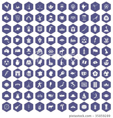 100 map icons hexagon purple 100 map icons hexagon purple 35859289