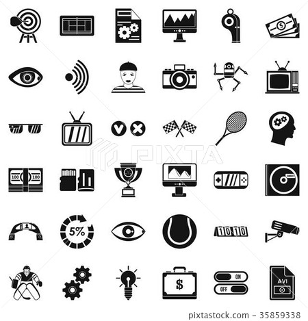 Video format icons set, simple style 35859338