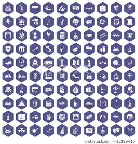 100 mask icons hexagon purple 35859410