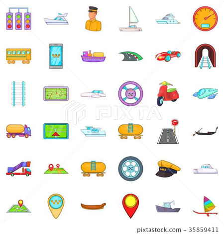 Big transport icons set, cartoon style 35859411