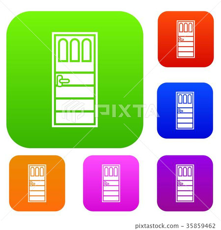 Wooden door with three glasses set collection Wooden door with three glasses set collection 35859462