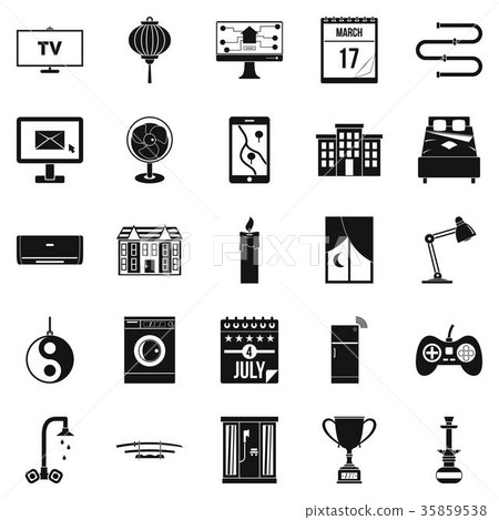 Dwelling icons set, simple style Dwelling icons set, simple style 35859538