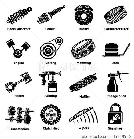 Car repair parts icons set, simple style Car repair parts icons set, simple style 35859560