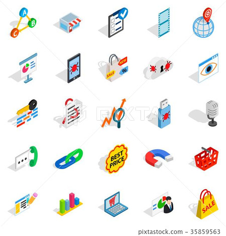 Local server icons set, isometric style Local server icons set, isometric style 35859563