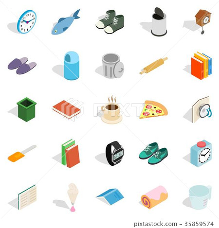 Interior icons set, isometric style Interior icons set, isometric style 35859574