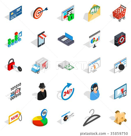 Online service icons set, isometric style Online service icons set, isometric style 35859750