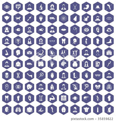 100 organ icons hexagon purple 100 organ icons hexagon purple 35859822