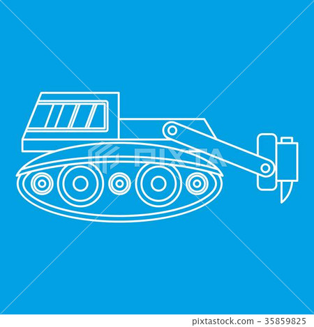 Excavator with hydraulic hammer icon outline Excavator with hydraulic hammer icon outline 35859825