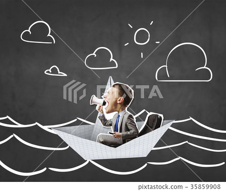 Man in paper boat 35859908