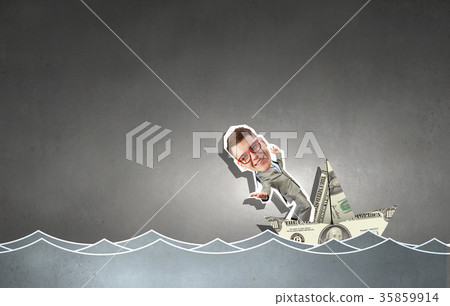 Man in dollar boat Man in dollar boat 35859914