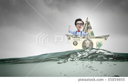Man in dollar boat 35859935
