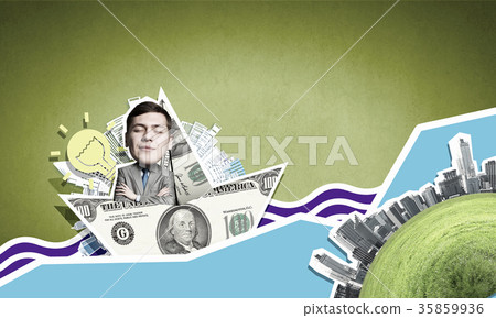 Man in dollar boat 35859936