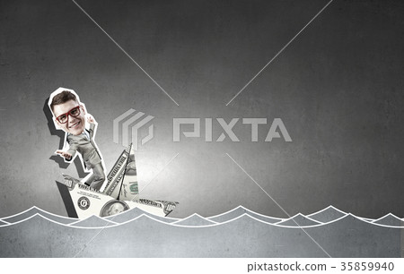 Man in dollar boat 35859940