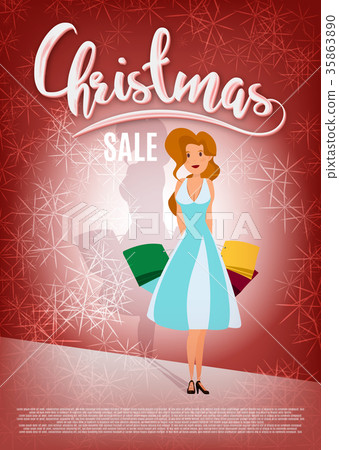 Christmas shopping, sale, Happy excited woman Christmas shopping, sale, Happy excited woman 35863890