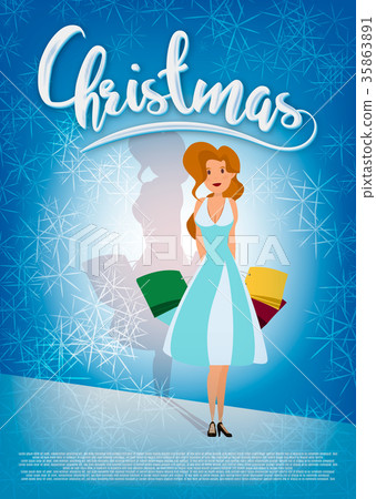 Christmas shopping, sale, Happy excited woman Christmas shopping, sale, Happy excited woman 35863891