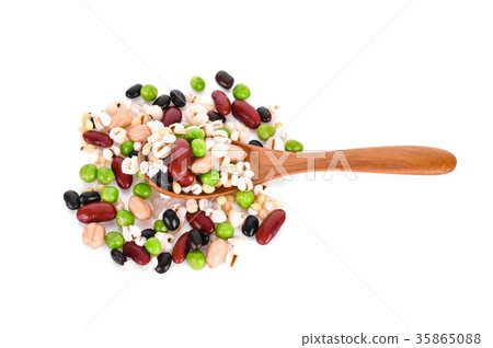 Cereals, seeds, beans on white background 35865088