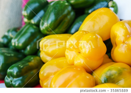 Yellow and green bell pepper, Chili 35865889