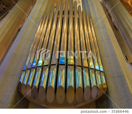 historic pipe organ at a church. Amazing musical 35866446