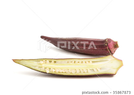 Fresh Red okra on white background. Fresh Red okra on white background. 35867873
