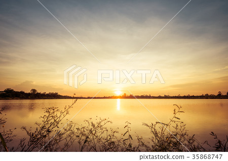 Sunset on the lake landscape Sunset on the lake landscape 35868747