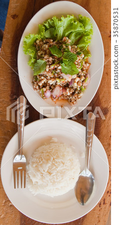 The Spicy Salad Egg of Ant and steamed white rice The Spicy Salad Egg of Ant and steamed white rice 35870531