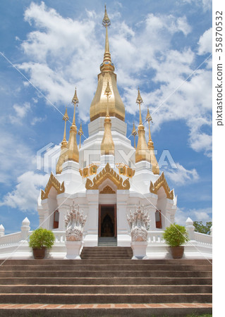 Golden Pagoda with blue sky background 35870532