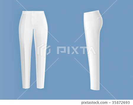 White womens pants realistic isolated vector 35872693