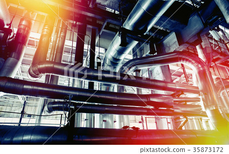 Industrial zone, Steel pipelines, valves and pumps Industrial zone, Steel pipelines, valves and pumps 35873172