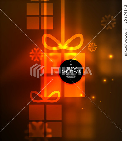 Glowing gift boxes with snowflakes, Christmas and Glowing gift boxes with snowflakes, Christmas and 35874143