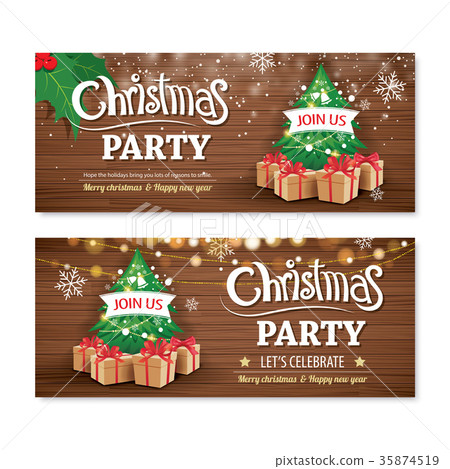 Invitation merry christmas party poster and card 35874519
