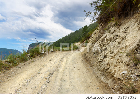 Road of Pass Katu-Yaryk. Altai Republic. Russia Road of Pass Katu-Yaryk. Altai Republic. Russia 35875052
