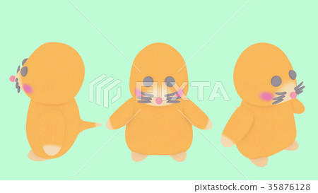 Mole illustration material Front 3 pattern 35876128