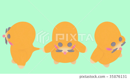 Mole illustration material 3 patterns from above 35876131