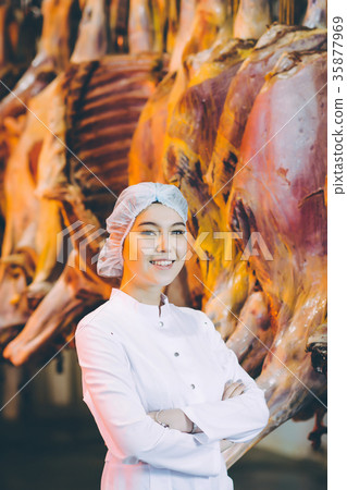 Raw meat production factory worker 35877969