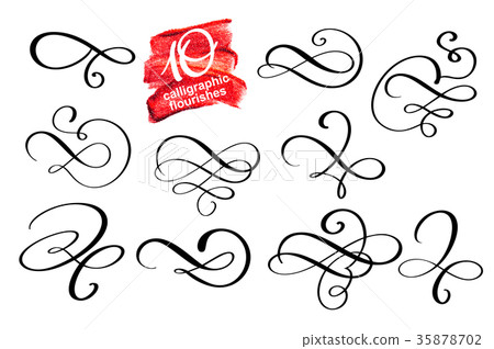 Vector set of calligraphic design flourish Vector set of calligraphic design flourish 35878702