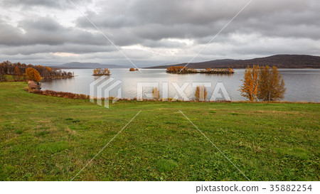 Narsjoen lake with small islands in autumn, Norwa Narsjoen lake with small islands in autumn, Norwa 35882254