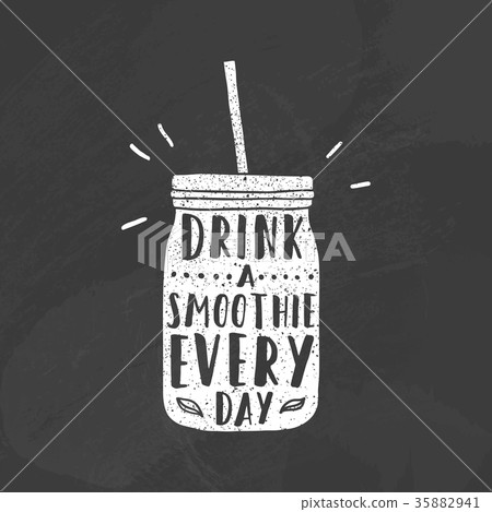 Mason jar with smoothie. Mason jar with smoothie. 35882941