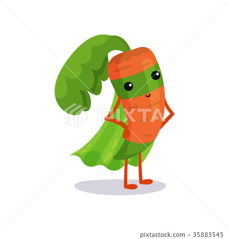 Cartoon superhero carrot character standing 35883545