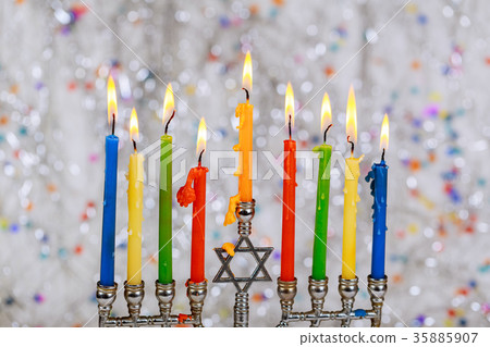Star of David Hanukkah menorah Star of David Hanukkah menorah 35885907