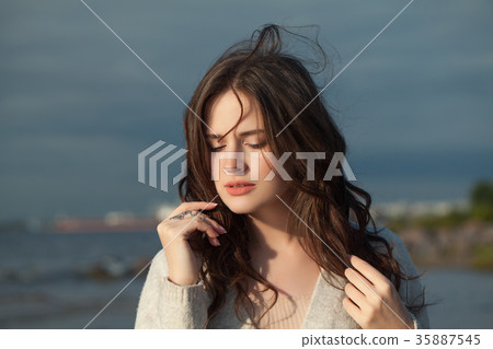 Portrait of Beautiful Woman Outdoor Portrait of Beautiful Woman Outdoor 35887545