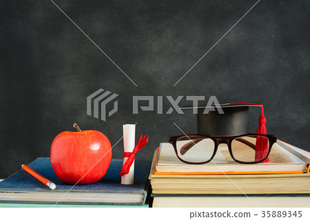 Apple Knowledge Symbol and Pencil Books 35889345