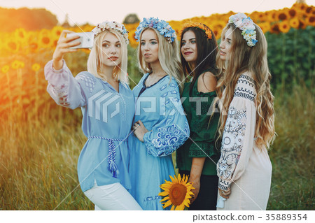 girls and sunflowers girls and sunflowers 35889354