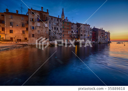Coastal town of Rovinj, Istria, Croatia in sunset Coastal town of Rovinj, Istria, Croatia in sunset 35889818