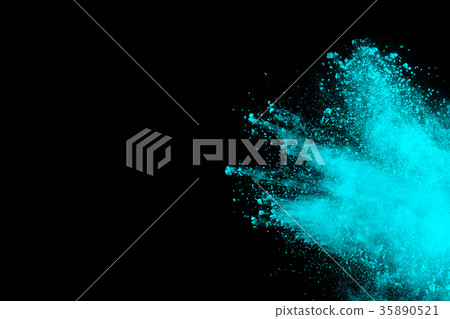 abstract green powder explosion on black backgroun abstract green powder explosion on black backgroun 35890521