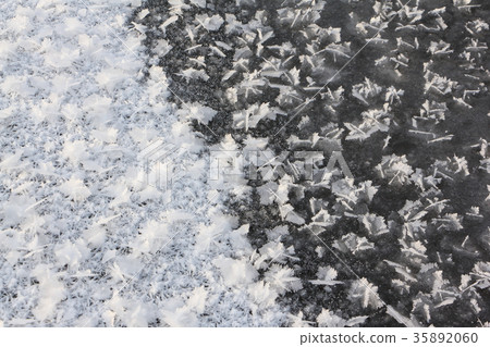 Rime on the ice of the freezing river 35892060