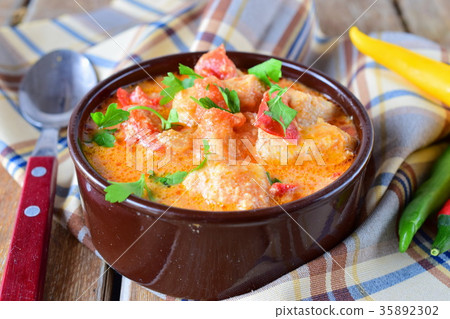 Traditional Hungarian dish with paprika, chicken 35892302