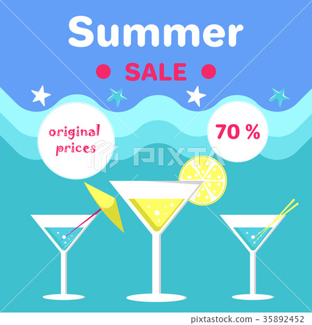 Summer Sale Poster with Holiday Discount Vector Summer Sale Poster with Holiday Discount Vector 35892452