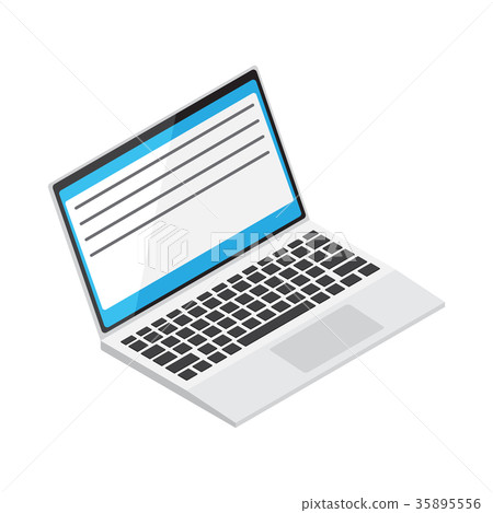Laptop with Open Window on Display Illustration Laptop with Open Window on Display Illustration 35895556
