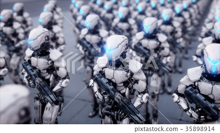 invasion of military robots. Dramatic apocalypse 35898914